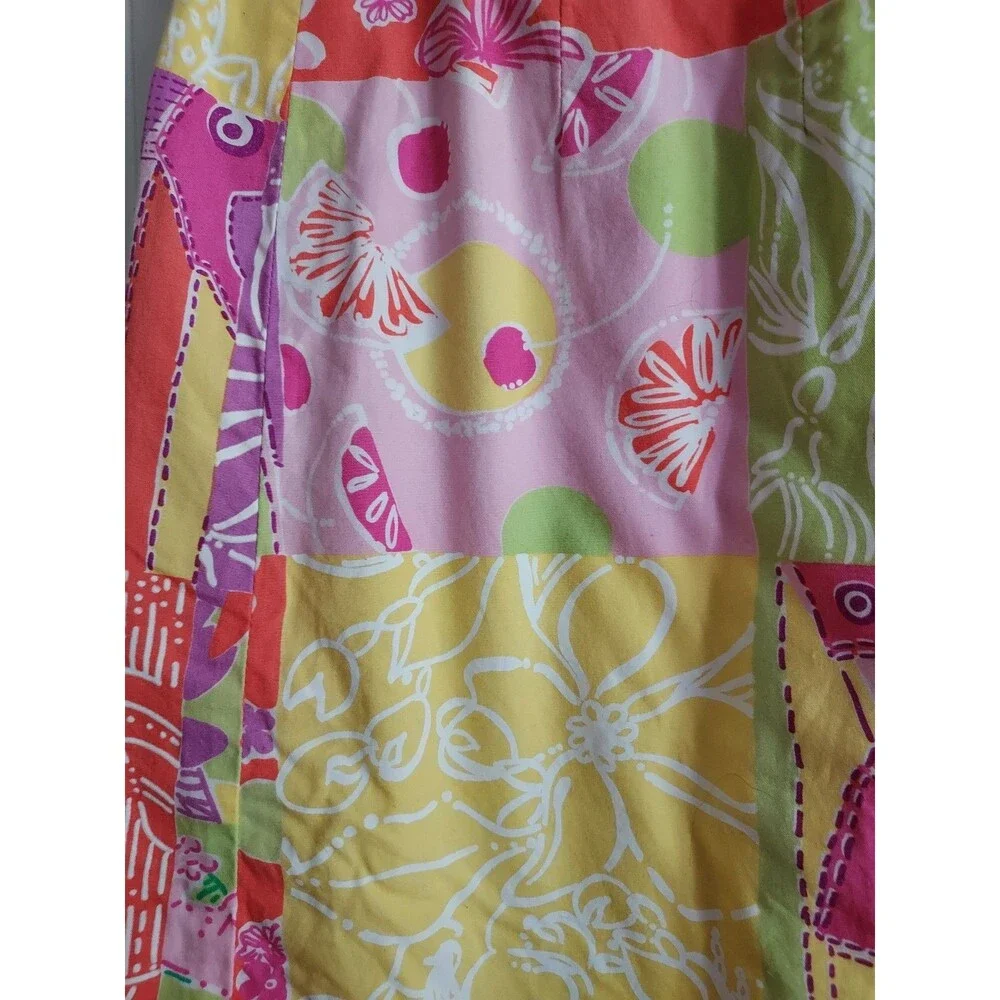 Lilly‎ Pulitzer Patchwork Cotton Mini Skirt Size 4 Multi-Print Resortwear Preppy